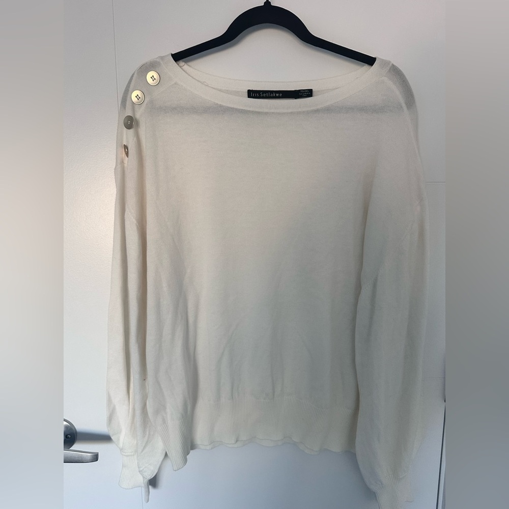 Iris Setlakwe Knit Sweater Size XL Button Shoulder Cashmere Blend